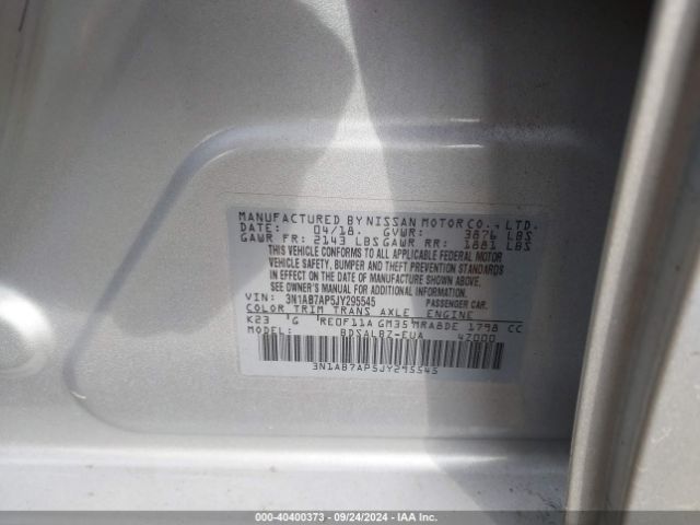 3N1AB7AP5JY295545 Nissan SENTRA S