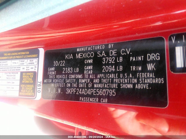 KIA Forte Lxs 2023 3KPF24AD4PE560795 Image 9