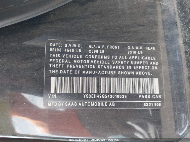 2004 SAAB 9-5 YS3EH49G543010039 Photo 8