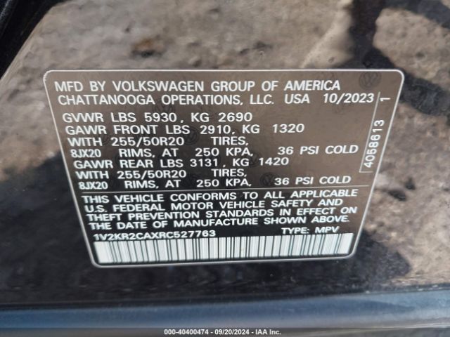 1V2KR2CAXRC527763 Volkswagen Atlas 2.0t Se W/technology