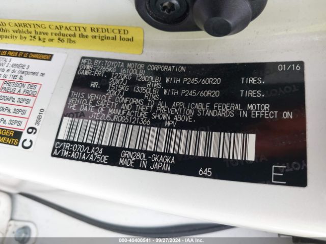JTEZU5JR0G5121366 Toyota 4runner Limited