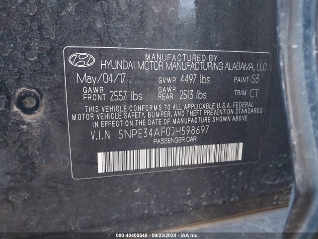 Hyundai SONATA SEL 2018 5NPE34AF0JH598697 Image 9