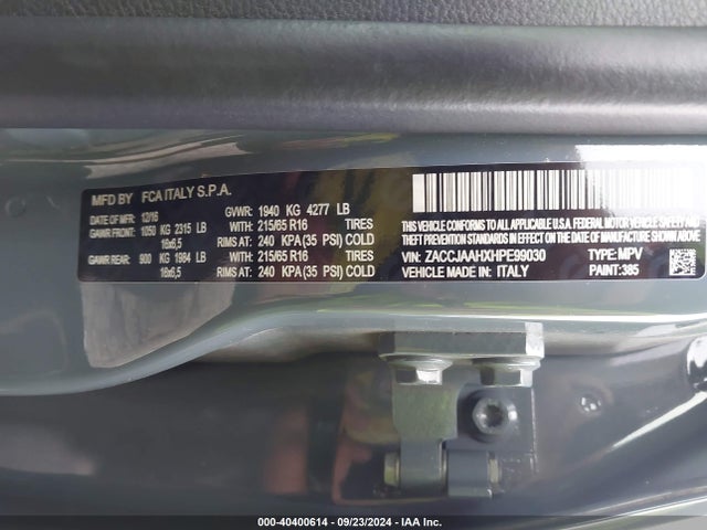 ZACCJAAHXHPE99030 Jeep Renegade Sport Fwd