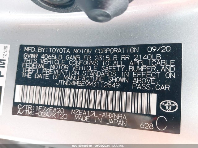 Toyota Corolla Se Nightshade Edition 2021 JTND4MBE9M3112849 Image 9