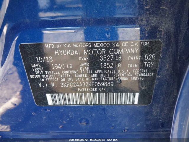 Hyundai ACCENT SE 2019 3KPC24A32KE059889 Image 9