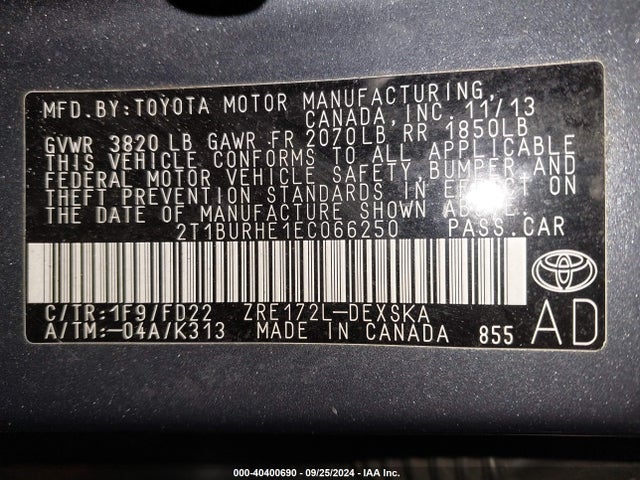 Toyota Corolla S Plus 2014 2T1BURHE1EC066250 Image 9