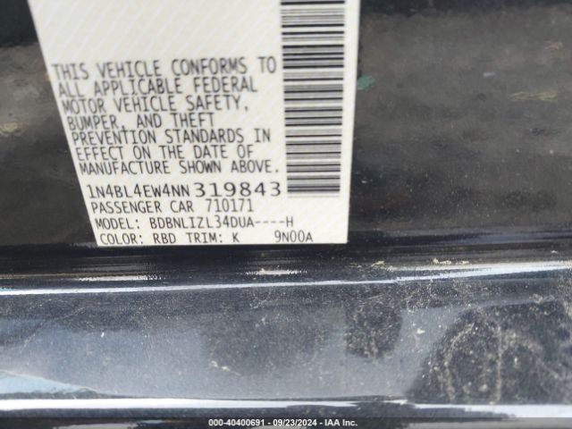 1N4BL4EW4NN319843 Nissan Altima Sl Intelligent Awd