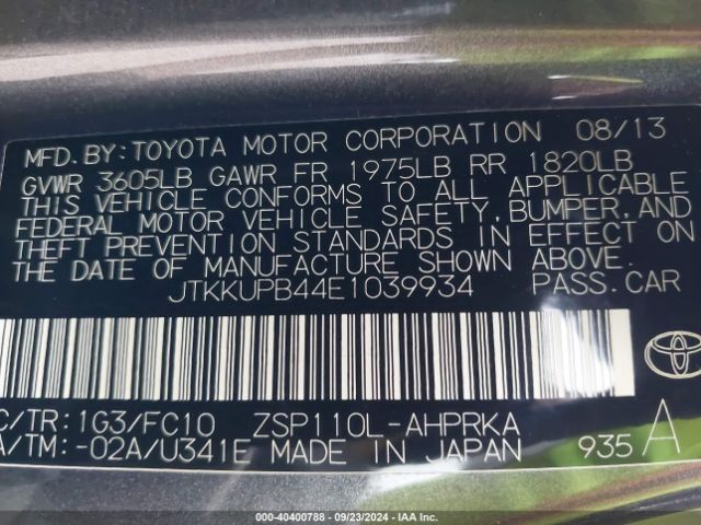 JTKKUPB44E1039934 Scion XD