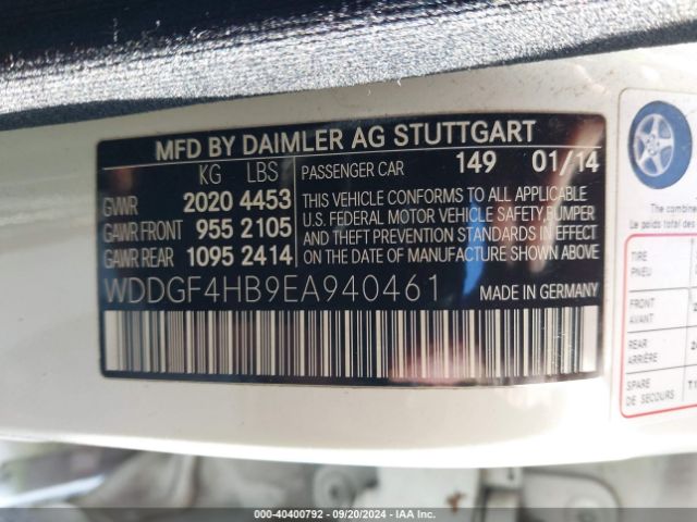 WDDGF4HB9EA940461 Mercedes-Benz C 250