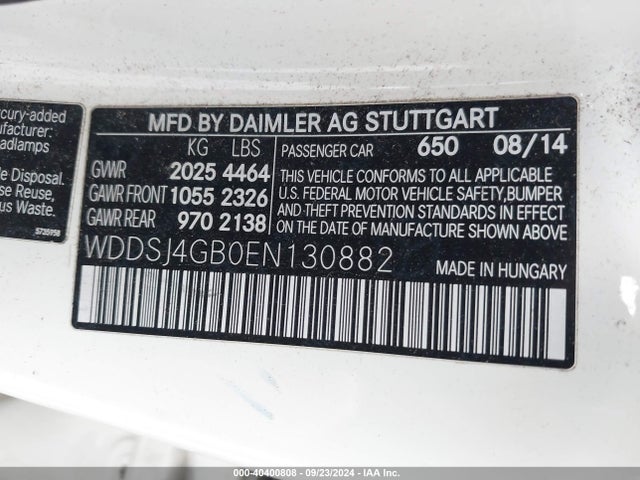 WDDSJ4GB0EN130882 Mercedes-Benz CLA 250 4MATIC