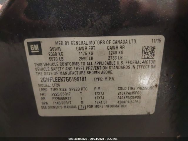 2GNFLEEK7G6196181 Chevrolet EQUINOX LS