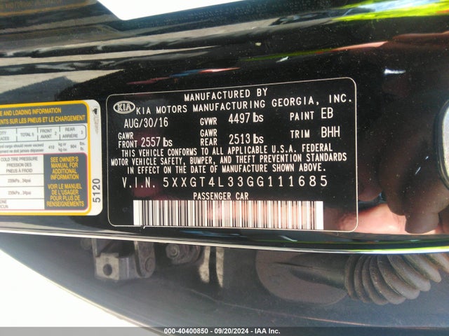 KIA Optima Lx 2016 5XXGT4L33GG111685 Image 9