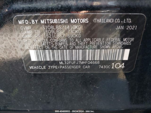 ML32FUFJ7MHF04668 Mitsubishi Mirage G4 Carbonite Edition/es/le