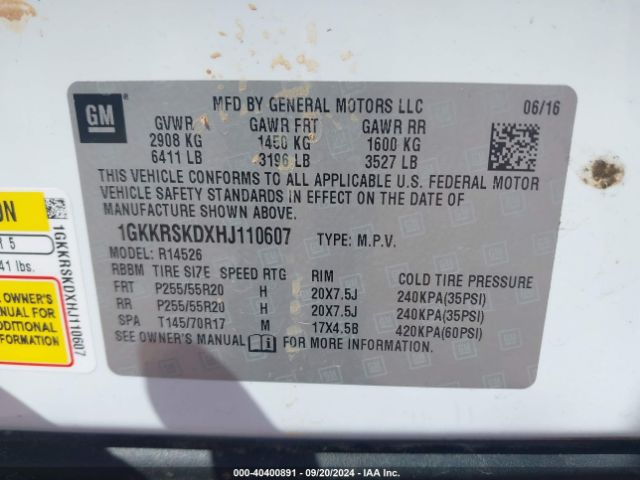 1GKKRSKDXHJ110607 GMC Acadia Limited