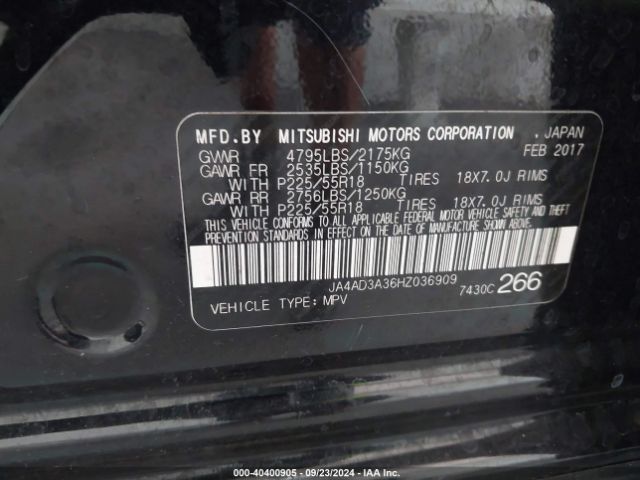 JA4AD3A36HZ036909 Mitsubishi Outlander Se