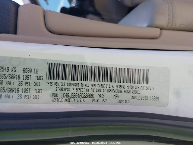 1C4RJEBG4FC220681 Jeep Grand Cherokee Limited