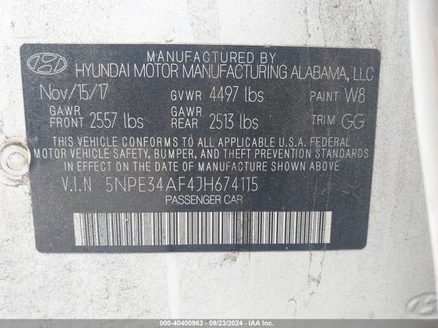 Hyundai SONATA SEL 2018 5NPE34AF4JH674115 Image 9