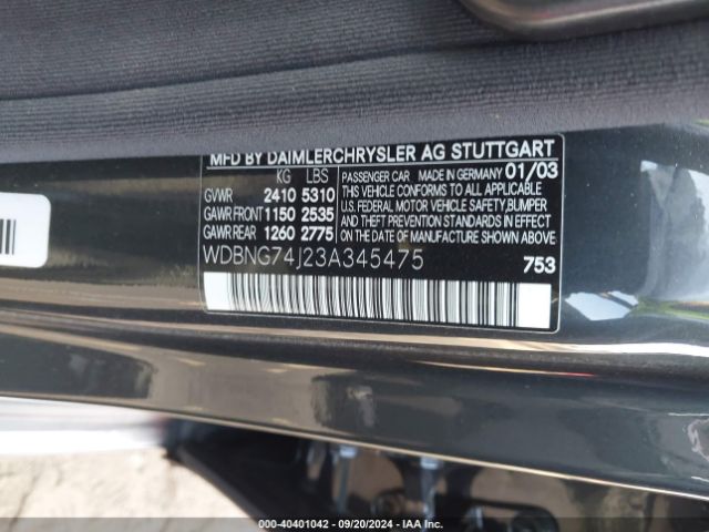 2003 MERCEDES-BENZ S 55 AMG WDBNG74J23A345475 Photo 8