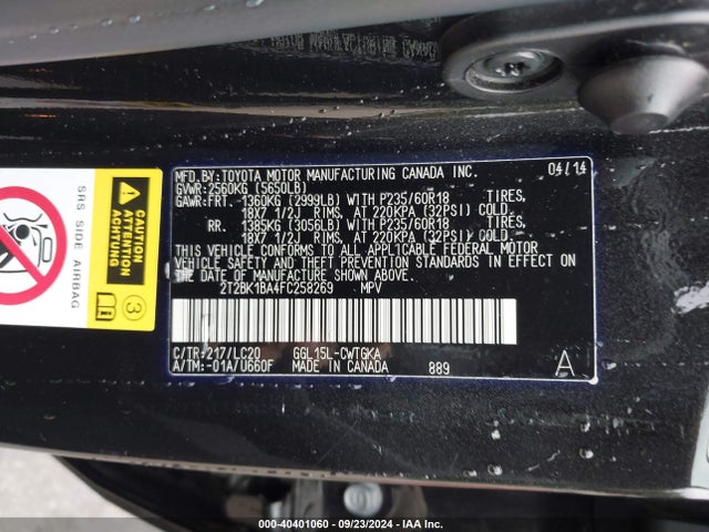 Lexus RX 350 2015 2T2BK1BA4FC258269 Image 9