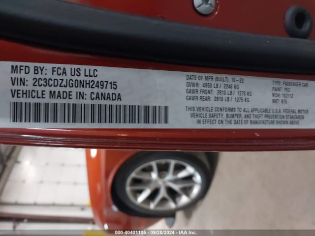 2C3CDZJG0NH249715 Dodge Challenger Gt