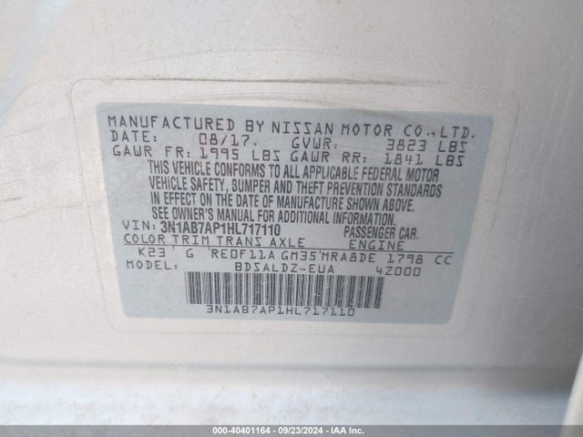 Nissan SENTRA SV 2017 3N1AB7AP1HL717110 Image 9