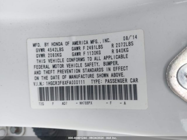 1HGCR3F8XFA000111 Honda Accord Ex-l V-6