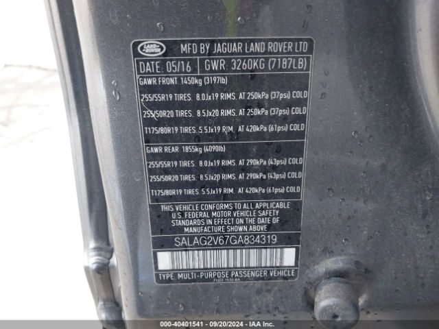 SALAG2V67GA834319 Land Rover LR4