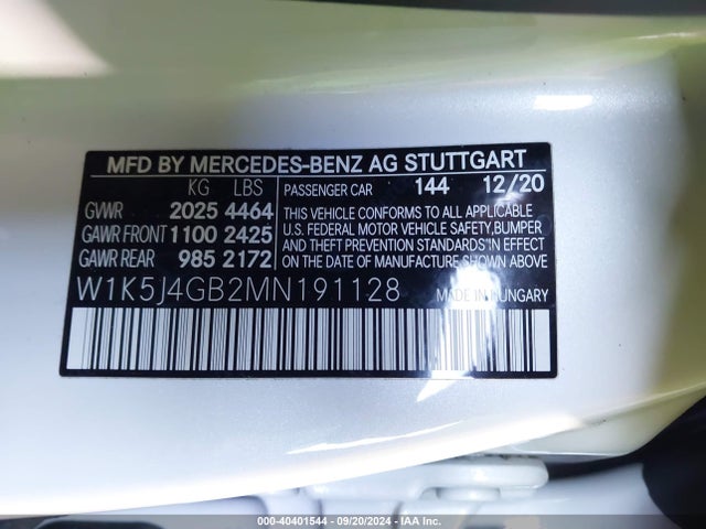W1K5J4GB2MN191128 Mercedes-Benz CLA 250