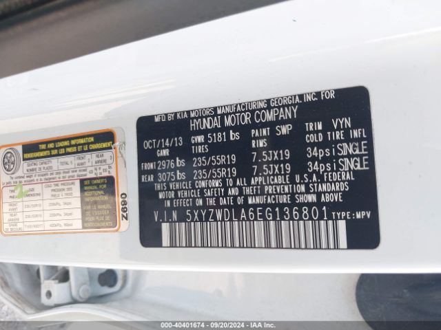5XYZWDLA6EG136801 Hyundai Santa Fe Sport 2.0l Turbo