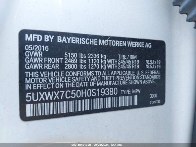 5UXWX7C50H0S19380 BMW X3 Xdrive35i