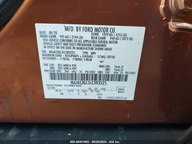 Ford Ecosport Se 2020 MAJ6S3GL5LC393525 Image 9