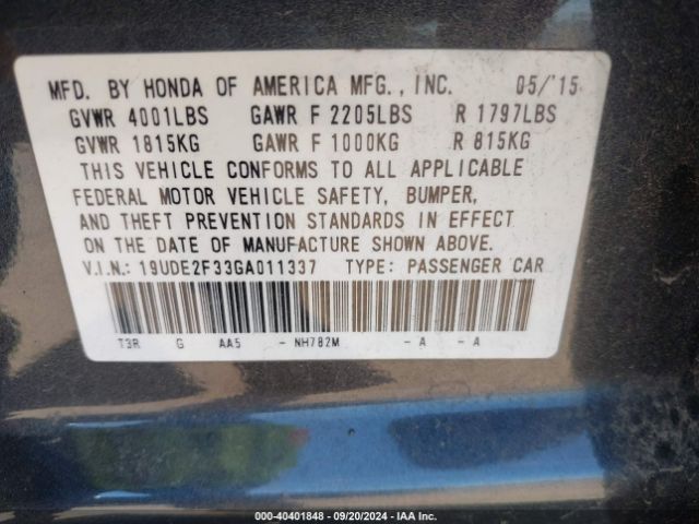 19UDE2F33GA011337 Acura Ilx 2.4l/acurawatch Plus Package