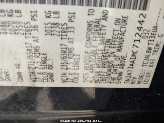 5N1AT3AA1MC712442 Nissan Rogue S Fwd