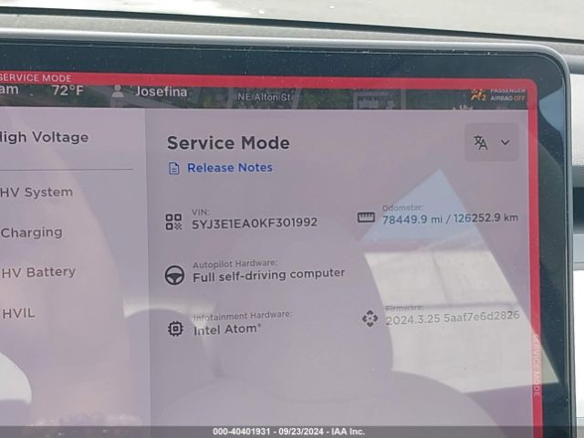 5YJ3E1EA0KF301992 Tesla Model 3 Long Range/mid Range/standard Range/standard Range Plus