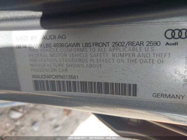 WAUCFAFCXFN013561 Audi A6 2.0t Premium