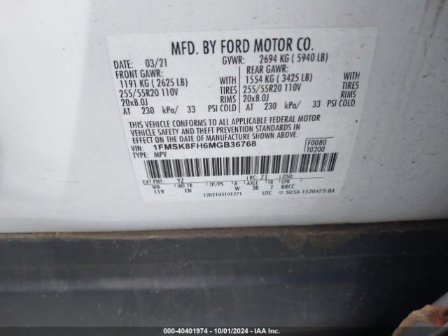 2021 FORD EXPLORER 1FMSK8FH6MGB36768 Photo 8