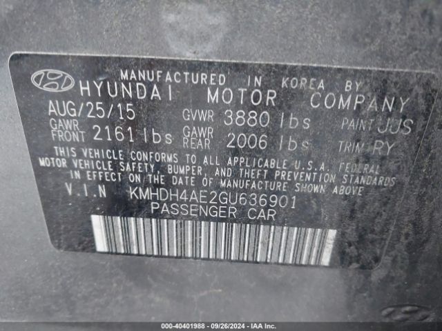 KMHDH4AE2GU636901 Hyundai Elantra Value Edition