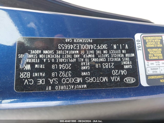 KIA Forte Lxs 2020 3KPF24AD0LE246653 Image 9