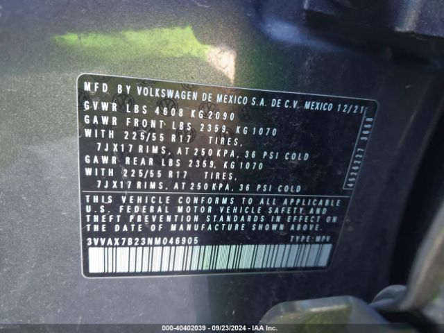 3VVAX7B23NM046905 Volkswagen Taos 1.5t S