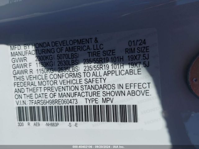 7FARS6H98RE060473 Honda Cr-v Hybrid Sport Touring