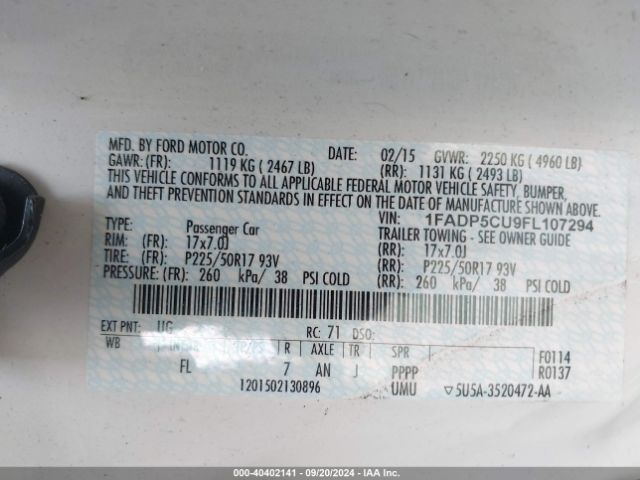 1FADP5CU9FL107294 Ford C-max Energi Sel