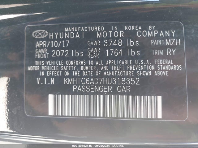 Hyundai Veloster Value Edition 2017 KMHTC6AD7HU318352 Image 9