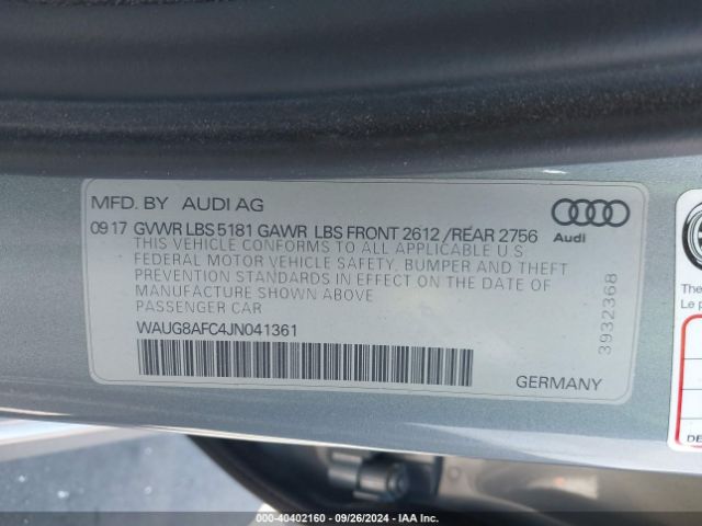 WAUG8AFC4JN041361 Audi A6 2.0t Premium
