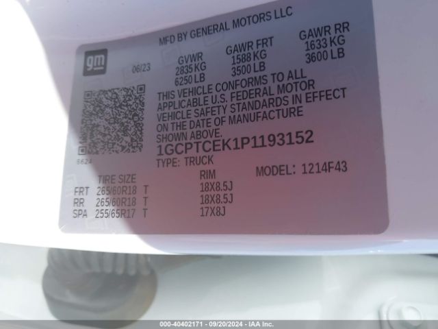 1GCPTCEK1P1193152 Chevrolet Colorado 4wd  Short Box Lt