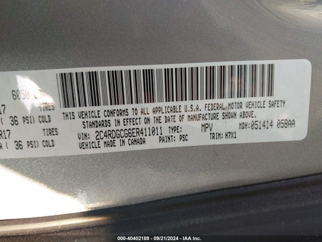 Dodge Grand Caravan Sxt 2014 2C4RDGCG6ER411011 Image 9