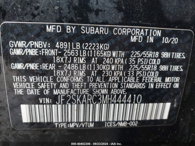 JF2SKARC3MH444410 Subaru Forester Sport