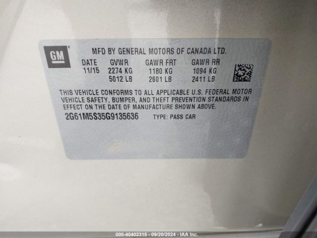 2G61M5S35G9135636 Cadillac Xts Luxury Collection