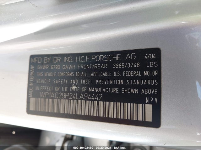 2004 PORSCHE CAYENNE WP1AC29P24LA94442 Photo 8