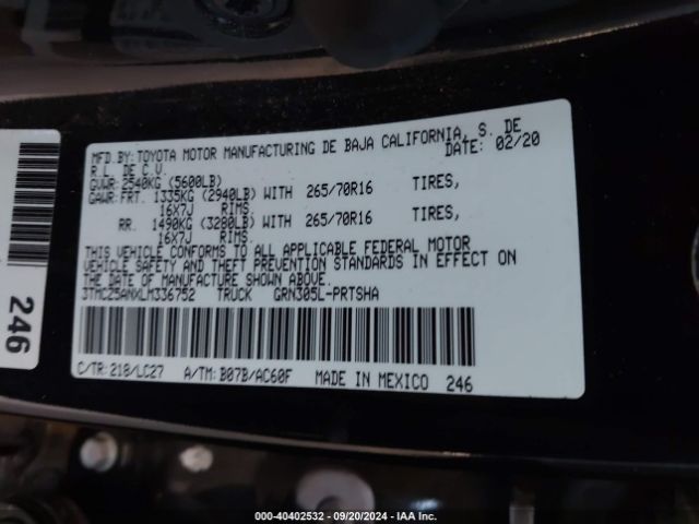 3TMCZ5ANXLM336752 Toyota Tacoma Trd Off-road