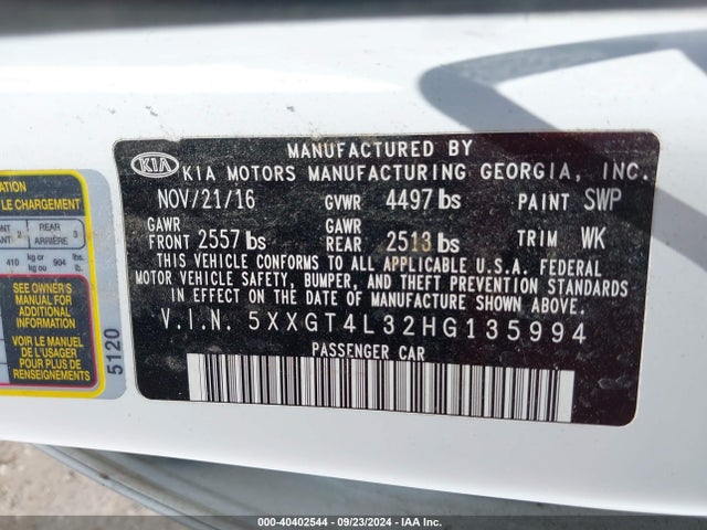 KIA Optima Lx 2017 5XXGT4L32HG135994 Image 9